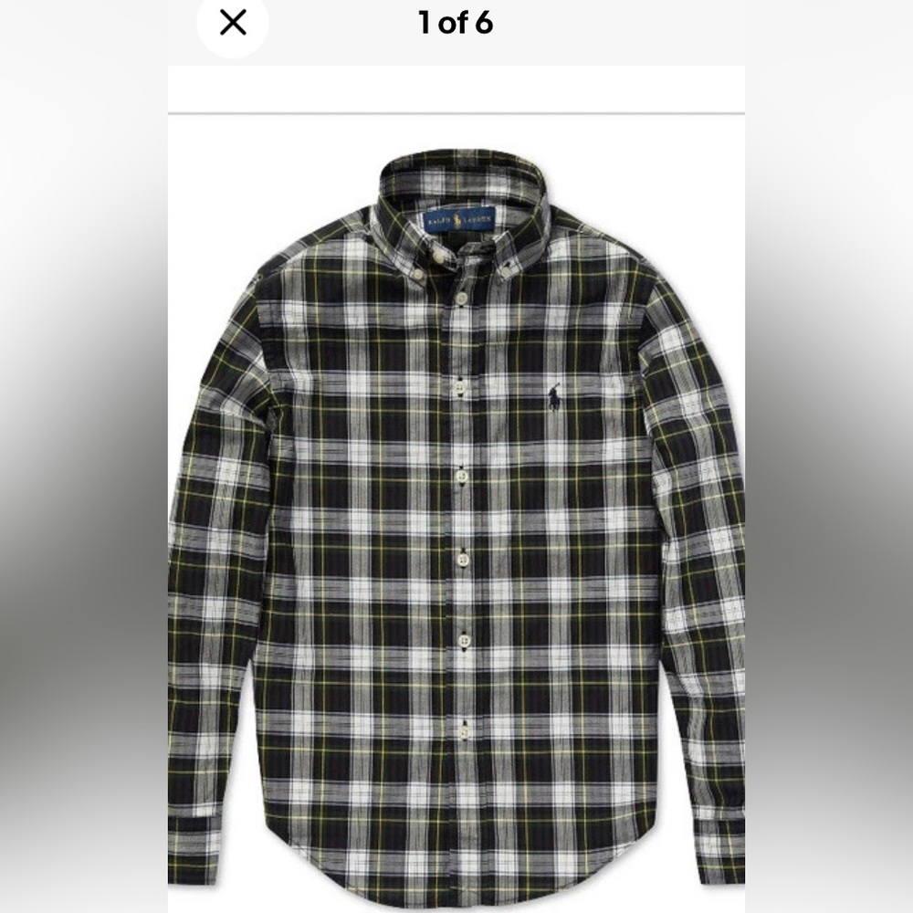 Polo Ralph Lauren Plaid Cotton Poplin Shirt Sz Med